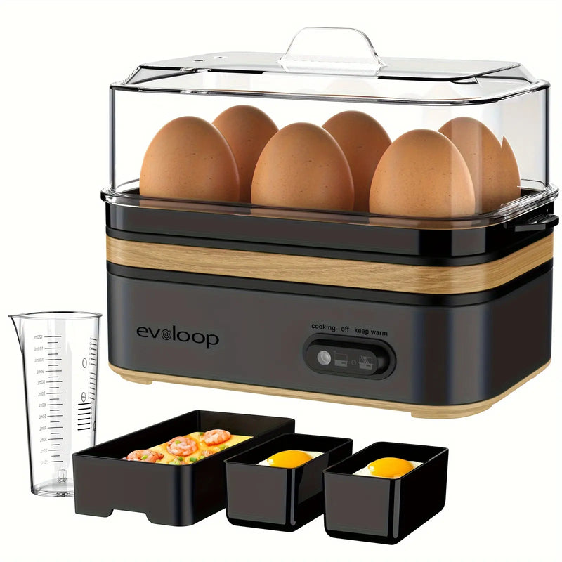 Rapid Egg Cooker Electric 6 Eggs Capacity, Soft, Medium, Hard Boiled, Poacher, Omelet Maker Egg Poacher With Auto Shut-Off