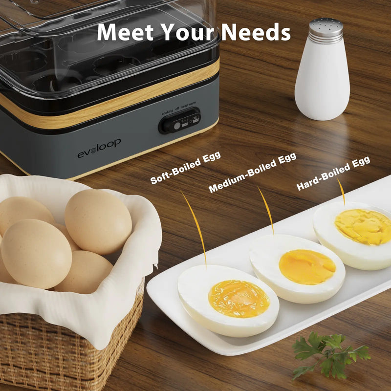 Rapid Egg Cooker Electric 6 Eggs Capacity, Soft, Medium, Hard Boiled, Poacher, Omelet Maker Egg Poacher With Auto Shut-Off